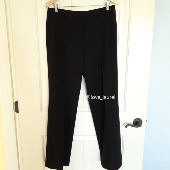 Lafayette 148 Wool Crepe Straight Leg Trouser Pant Black Size 10 - Picture 1 of 11